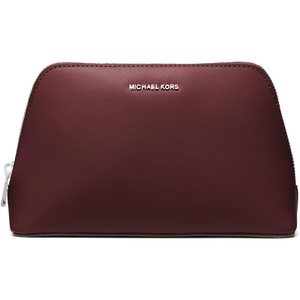 Michael Kors Women’s Jet Set Medium Travel Pouch(Silver-tone Hardware/Tenera Leather/Oxblood)