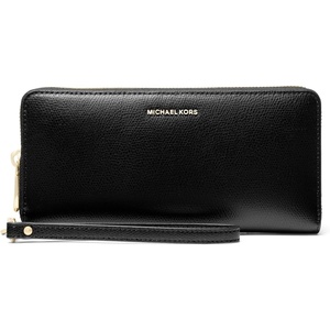 Michael Kors Women’s Jet Set Travel Continental, Gold-Tone Hardware/MK Signature Semi Lux Black, Chambray(Gold-tone Hardware/Mk Signature With Logo Webbing/Black)