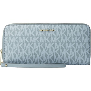 Michael Kors Women’s Jet Set Travel Continental, Gold-Tone Hardware/MK Signature Semi Lux Black, Chambray(Gold-tone Hardware/Mk Signature/Chambray)