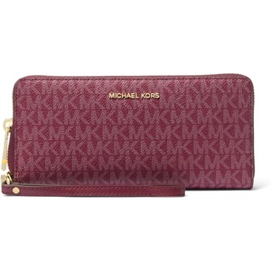 Michael Kors Women’s Jet Set Travel Continental, Gold-Tone Hardware/MK Signature Semi Lux Black, Chambray(Gold-tone Hardware/Mulberry)
