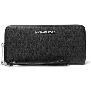 Michael Kors Women’s Jet Set Travel Continental, Gold-Tone Hardware/MK Signature Semi Lux Black, Chambray(Silver-tone Hardware/Mk Signature Coated Twill/Black)