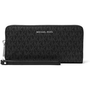 Michael Kors Women’s Jet Set Travel Continental, Gold-Tone Hardware/MK Signature Semi Lux Black, Chambray(Silver-tone Hardware/Tonal Mk Signature Coated Twill/Black)