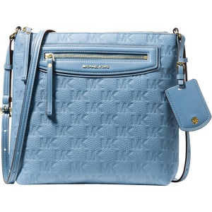 Michael Kors Women’s Jet Set Travel Large Top-Zip Crossbody(Gold-tone Hardware/Leather/Chambray)