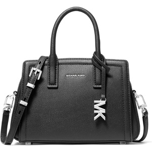 Michael Kors Women’s Laila Extra Small Crossbody Bag(Silver-tone Hardware/Embossed Goat Leather/Black)
