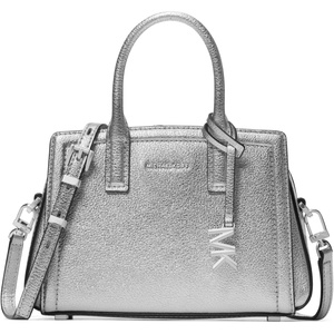 Michael Kors Women’s Laila Extra Small Crossbody Bag(Silver-tone Hardware/Metallic Embossed Goal Leather/Silver)
