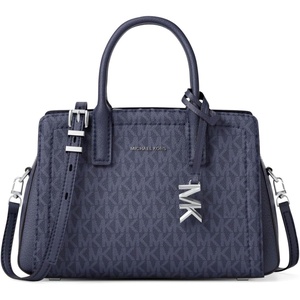 Michael Kors Women’s Laila Extra Small Crossbody Bag(Silver-tone Hardware/Signature Coated Twill/Dress Blues)