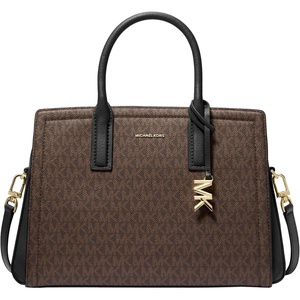 Michael Kors Women’s Laila Medium Satchel(Gold-tone Hardware/Brown/Black)
