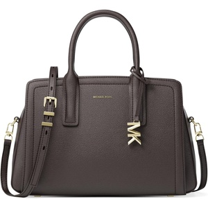 Michael Kors Women’s Laila Medium Satchel(Gold-tone Hardware/Embossed Goat Leather/Chocolate)
