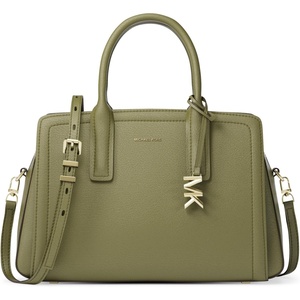 Michael Kors Women’s Laila Medium Satchel(Gold-tone Hardware/Embossed Goat Leather/Pistachio)