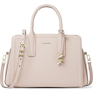 Michael Kors Women’s Laila Medium Satchel(Gold-tone Hardware/Embossed Goat Leather/Soft Pink)