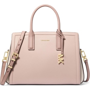 Michael Kors Women’s Laila Medium Satchel(Gold-tone Hardware/Soft Pink/Light Cream/Fawn)