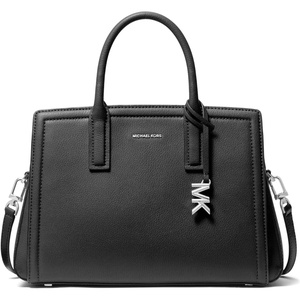 Michael Kors Women’s Laila Medium Satchel(Silver-tone Hardware/Black)