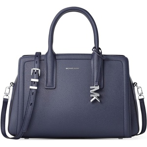 Michael Kors Women’s Laila Medium Satchel(Silver-tone Hardware/Embossed Goat Leather/Dress Blues)
