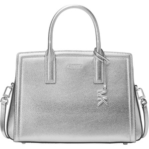 Michael Kors Women’s Laila Medium Satchel(Silver-tone Hardware/Silver)
