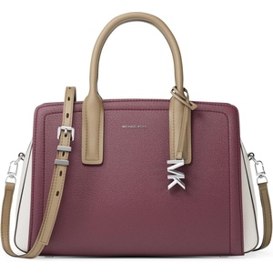 Michael Kors Women’s Laila Medium Satchel(Silver-tone Hardware/Tricolor Embossed Leather/Oxblood Multi)