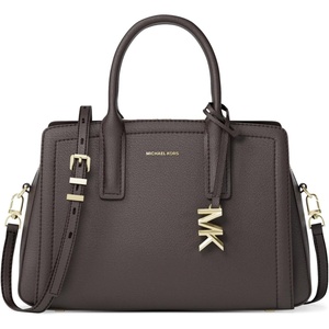 Michael Kors Women’s Laila Small Satchel(Gold-tone Hardware/Embossed Goat Leather/Chocolate)