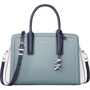 Michael Kors Women’s Laila Small Satchel(Gold-tone Hardware/Leather/Chambray Multi)