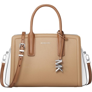 Michael Kors Women’s Laila Small Satchel(Silver-tone Hardware/Leather/Peanut Multi)