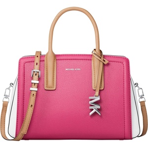 Michael Kors Women’s Laila Small Satchel(Silver-tone Hardware/Leather/Raspberry Multi)
