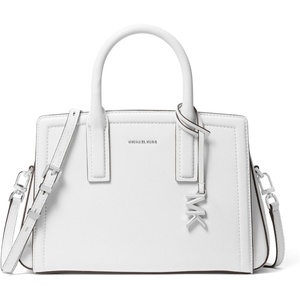 Michael Kors Women’s Laila Small Satchel(Silver-tone Hardware/Optic White)