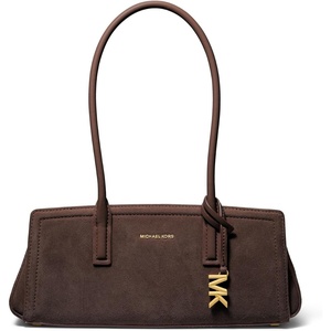 Michael Kors Women’s Laila Small Shoulder Tote Bag(Gold-tone Hardware/Suede Leather/Chocolate)