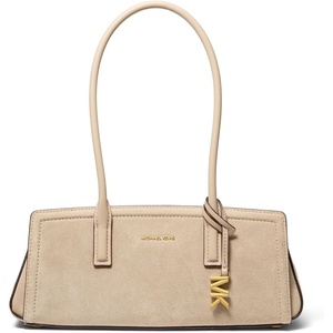 Michael Kors Women’s Laila Small Shoulder Tote Bag(Gold-tone Hardware/Suede Leather/Khaki)
