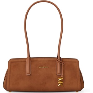 Michael Kors Women’s Laila Small Shoulder Tote Bag(Gold-tone Hardware/Suede Leather/Luggage)