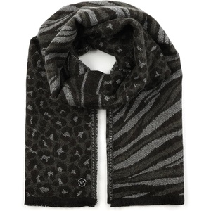 Michael Kors Womens Mixed Animal Wrap, Stylish Fashion Accessory Scarf for Cold(Black Multi)