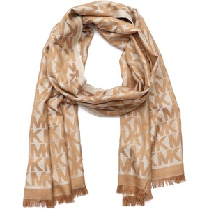 Michael Kors Women’s Mk Charm Colorblocked Lws Scarf, Stylish Fashion Accessory for Cold Weather(Camel)