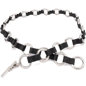 Michael Kors Womens Multi Ring Belt, Stylish & Versatile Fashion Accessory for Everyday Wear(Black/Silver)