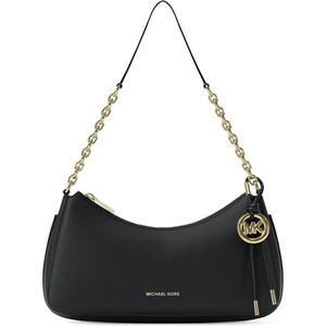 Michael Kors Women’s Nolita Medium Chain Pouchette Bag(Gold-tone Hardware/Matte Pebbled Leather/Black)