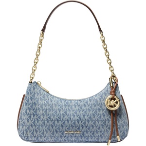 Michael Kors Women’s Nolita Medium Chain Pouchette Bag(Gold-tone Hardware/Mk Signature/New Horizon)