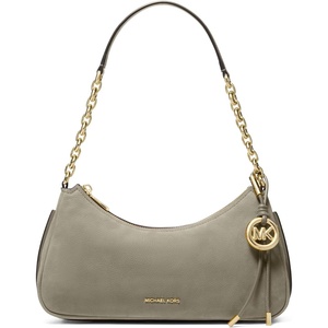 Michael Kors Women’s Nolita Medium Chain Pouchette Bag(Gold-tone Hardware/Nubuck Pebble Leather/Dusty Sage)