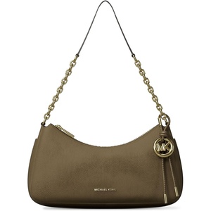 Michael Kors Women’s Nolita Medium Chain Pouchette Bag(Gold-tone Hardware/Nubuck Pebble Leather/Loden)