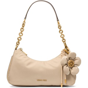Michael Kors Women’s Nolita Medium Chain Pouchette Bag(Nylon/Khaki/Flower Charm)