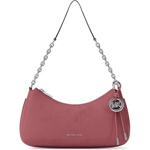 Michael Kors Women’s Nolita Medium Chain Pouchette Bag(Silver-tone Hardware/Nubuck Leather/Rosewood)
