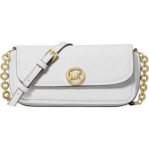 Michael Kors Women’s Nolita Small Flap Chain Crossbody(Gold-tone Hardware/Leather/Optic White)