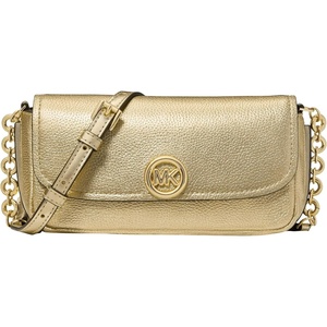 Michael Kors Women’s Nolita Small Flap Chain Crossbody(Gold-tone Hardware/Leather/Pale Gold)