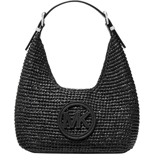 Michael Kors Women’s Nolita Small Hobo Shoulder Bag(Crochet Straw/Black/Black)