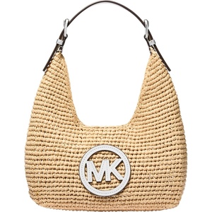 Michael Kors Women’s Nolita Small Hobo Shoulder Bag(Crochet Straw/Natural/Optic White)