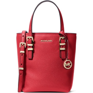 Michael Kors Women’s Quinn Extra Small Tote Crossbody Bag(Gold-tone Hardware/Pebble Leather/Crimson)