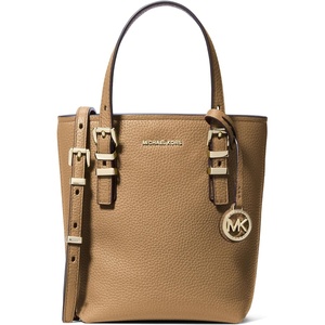 Michael Kors Women’s Quinn Extra Small Tote Crossbody Bag(Gold-tone Hardware/Pebble Leather/Husk)