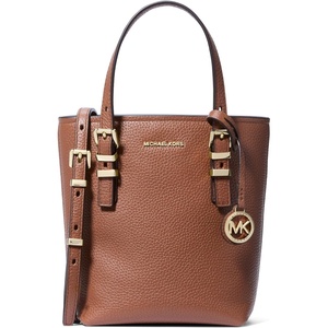 Michael Kors Women’s Quinn Extra Small Tote Crossbody Bag(Gold-tone Hardware/Pebble Leather/Luggage)