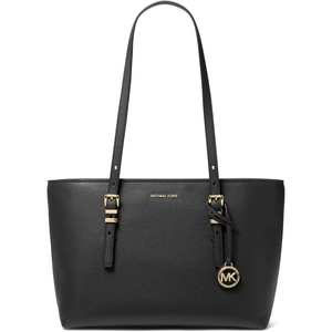 Michael Kors Women’s Quinn Medium Top-Zip Tote(Gold-tone Hardware/Black)