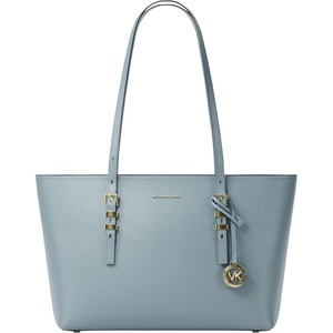 Michael Kors Women’s Quinn Medium Top-Zip Tote(Gold-tone Hardware/Leather/Chambray)