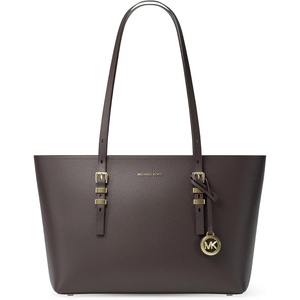 Michael Kors Women’s Quinn Medium Top-Zip Tote(Gold-tone Hardware/Pebble Leather/Chocolate)