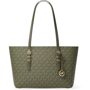 Michael Kors Women’s Quinn Medium Top-Zip Tote(Gold-tone Hardware/Tonal Mk Signature Coated Twill/Ivy)