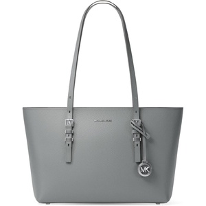 Michael Kors Women’s Quinn Medium Top-Zip Tote(Silver-tone Hardware/Pebble Leather/Storm)