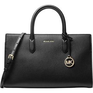 Michael Kors Women’s Scarlett Medium Satchel(Gold-tone Hardware/Black Grain/Black)