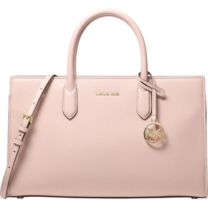 Michael Kors Women’s Scarlett Medium Satchel(Gold-tone Hardware/Black Grain/Soft Pink)